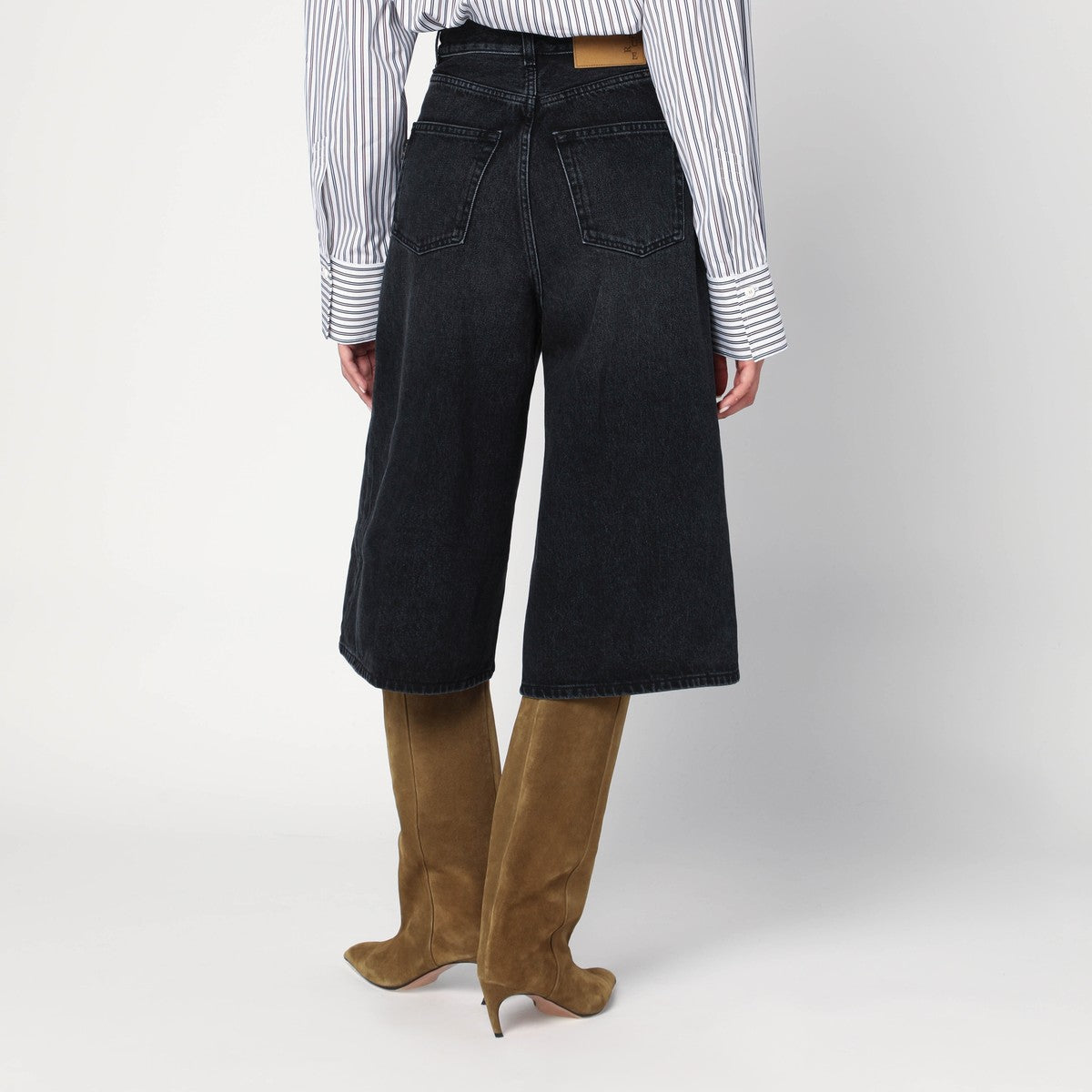 HAIKURE Wide Belle black denim bermuda Haikure