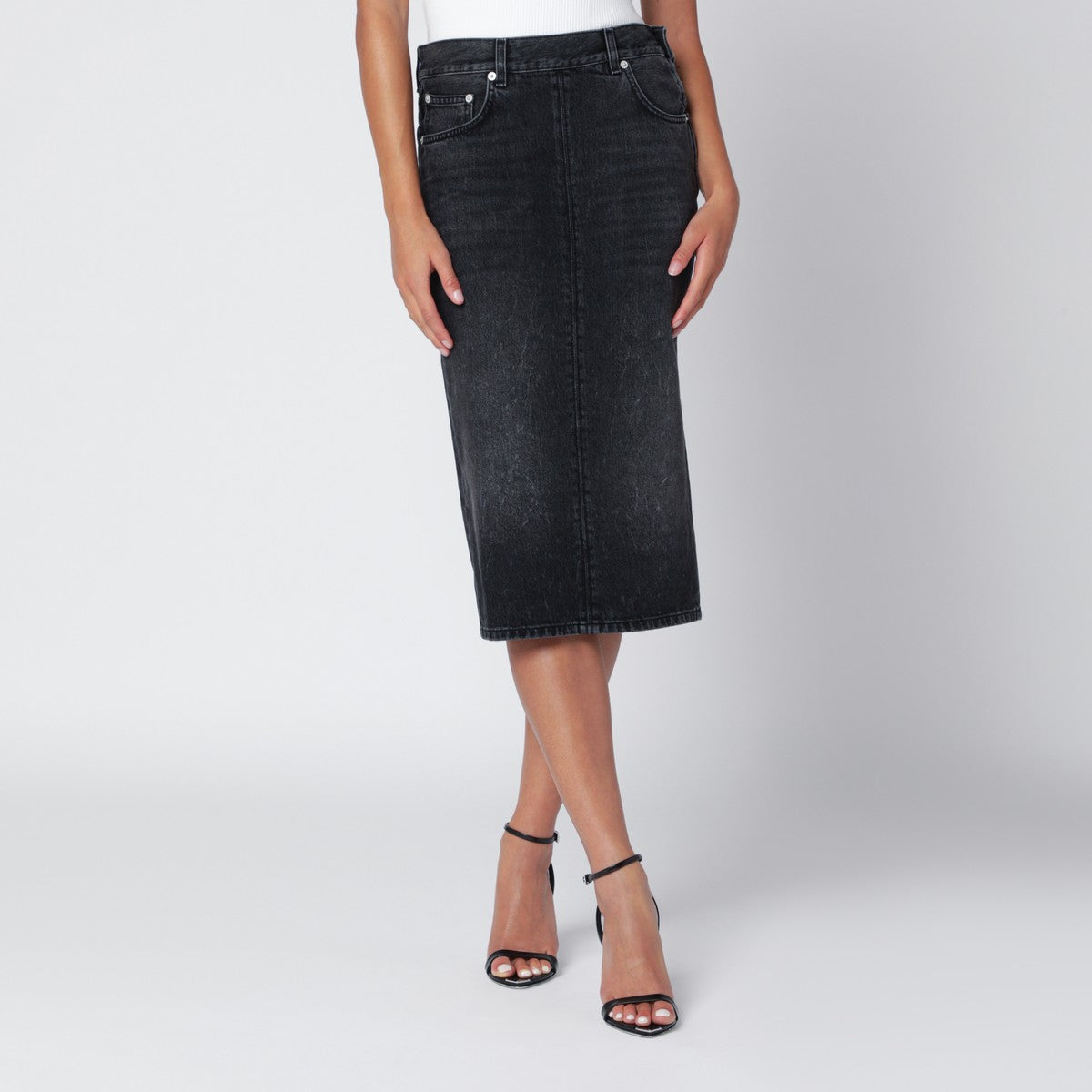 HAIKURE Black washed-effect Kim denim skirt Haikure