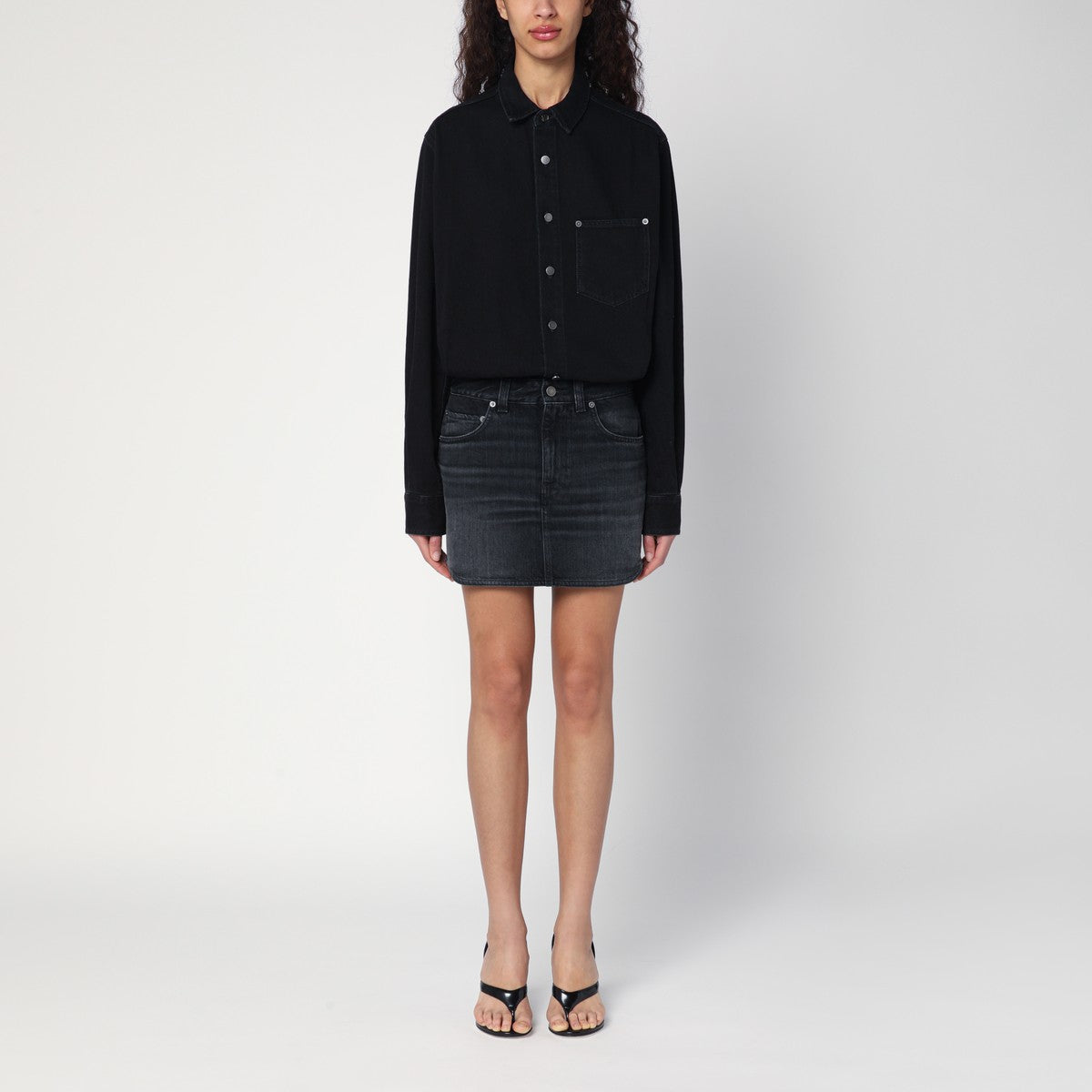 HAIKURE Washed black Tamu mini dress in denim Haikure