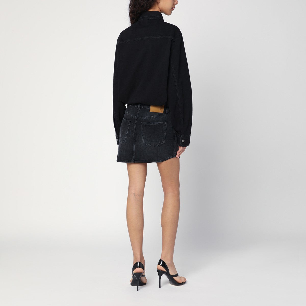 HAIKURE Washed black Tamu mini dress in denim Haikure