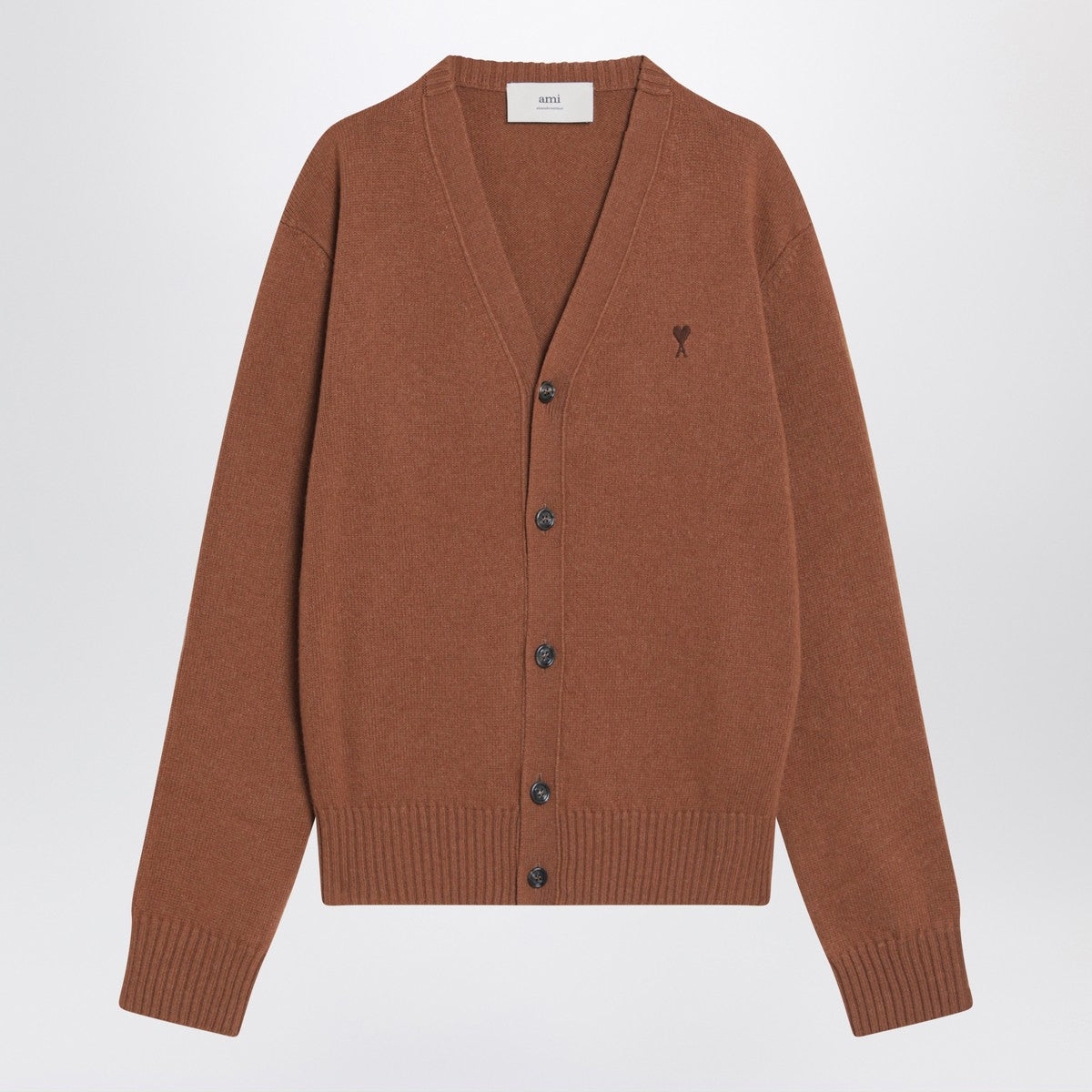 Ami Paris Hazelnut-coloured Ami De Coeur cardigan Ami Paris