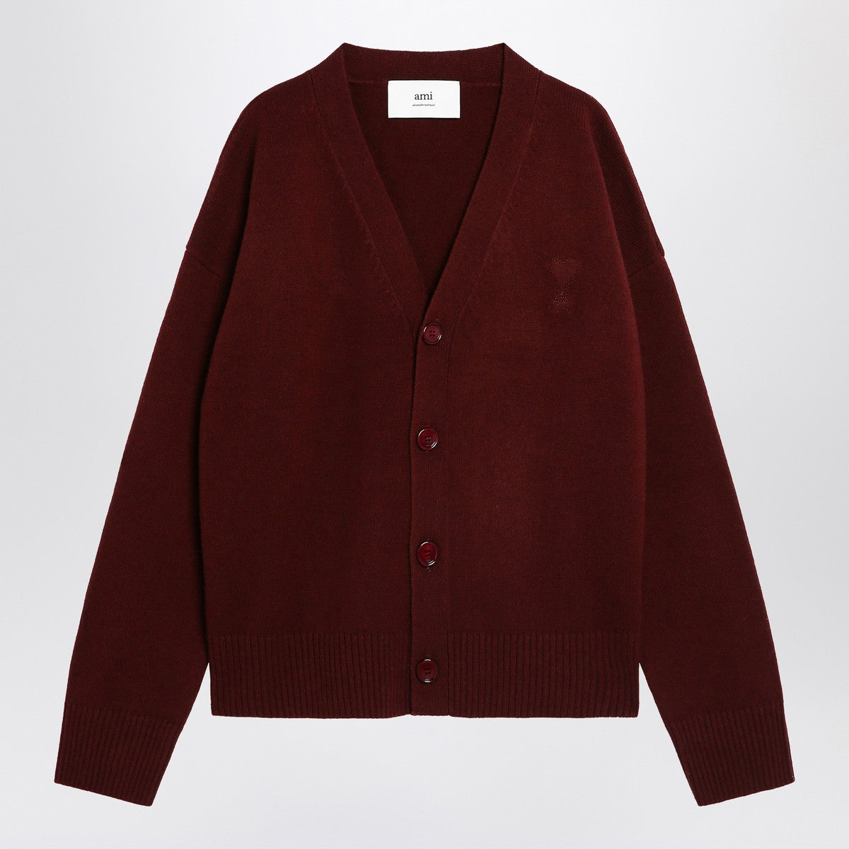 Ami Paris Cardigan Ami de Coeur cherry color in wool and cashmere Ami Paris