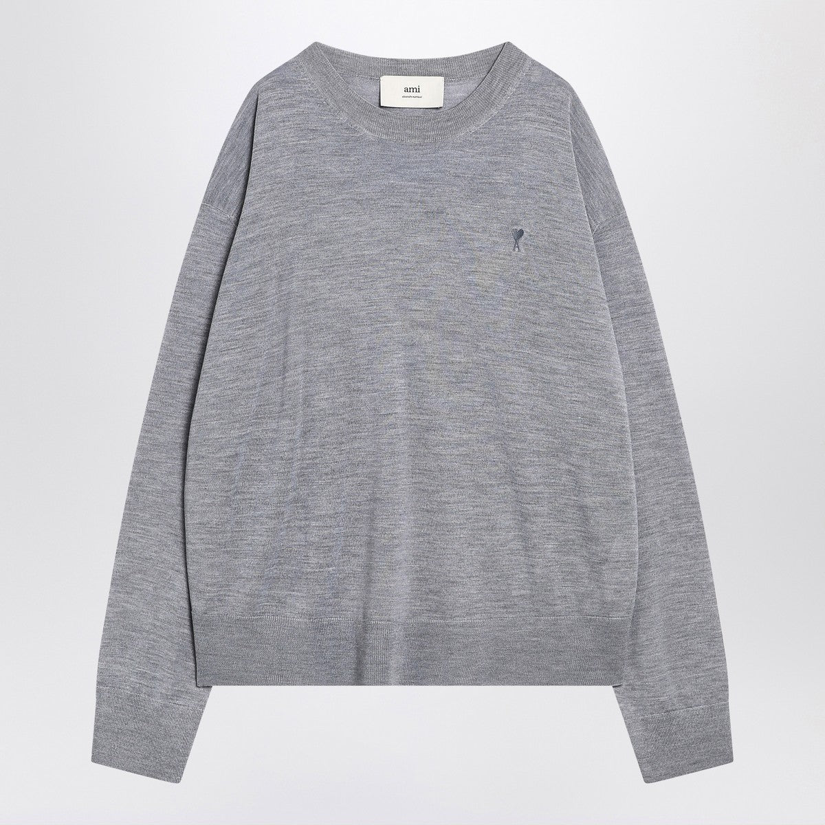 Ami Paris Gray Ami De Coeur sweater in wool and silk Ami Paris