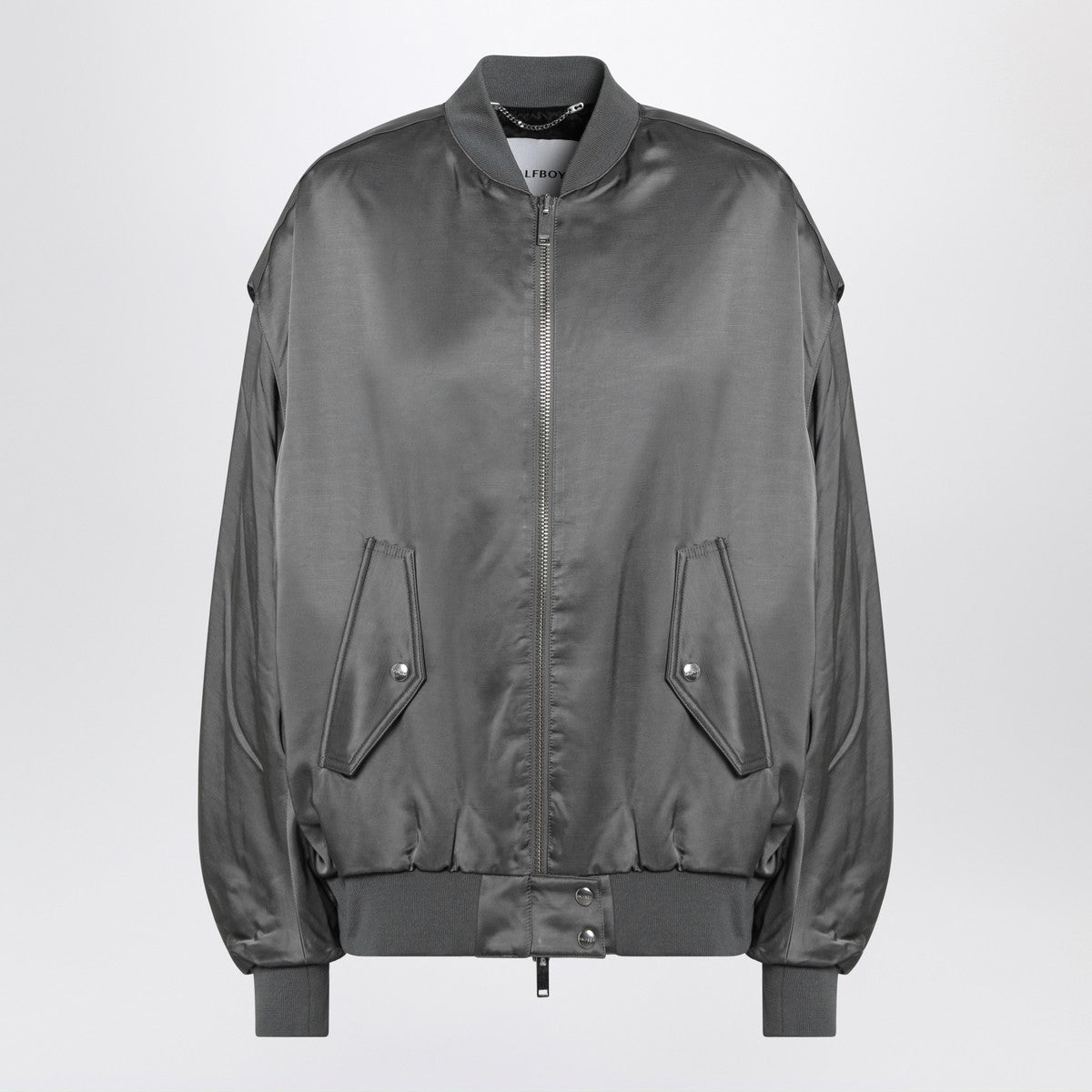 HALFBOY Grey zipped over bomber jacket HALFBOY