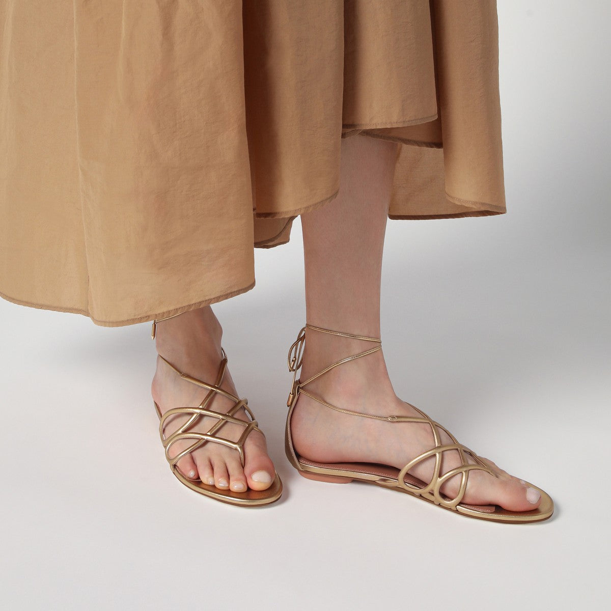 Aquazzura Low gold leather sandal Aquazzura