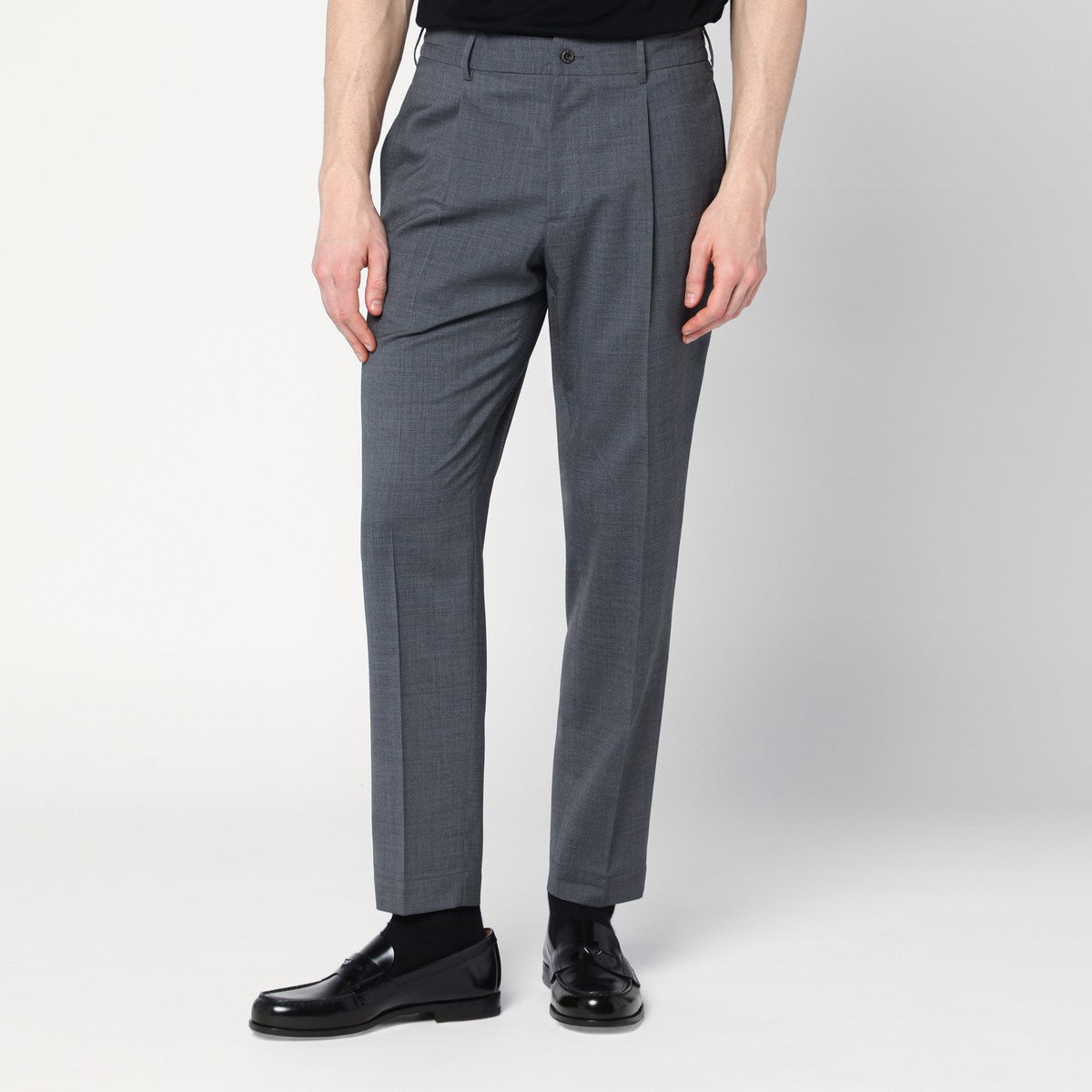 Santaniello Anthracite grey wool blend trousers Santaniello