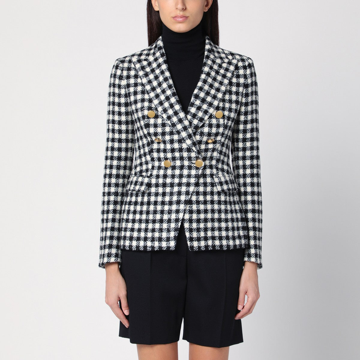 Tagliatore Black/white double-breasted checked jacket Tagliatore