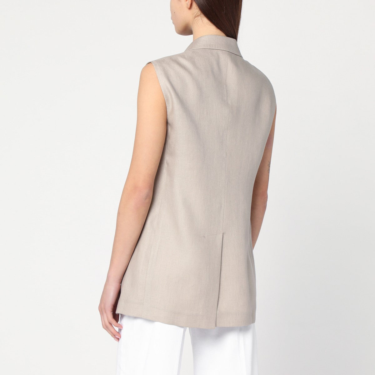 Tagliatore Beige double-breasted linen vest Tagliatore