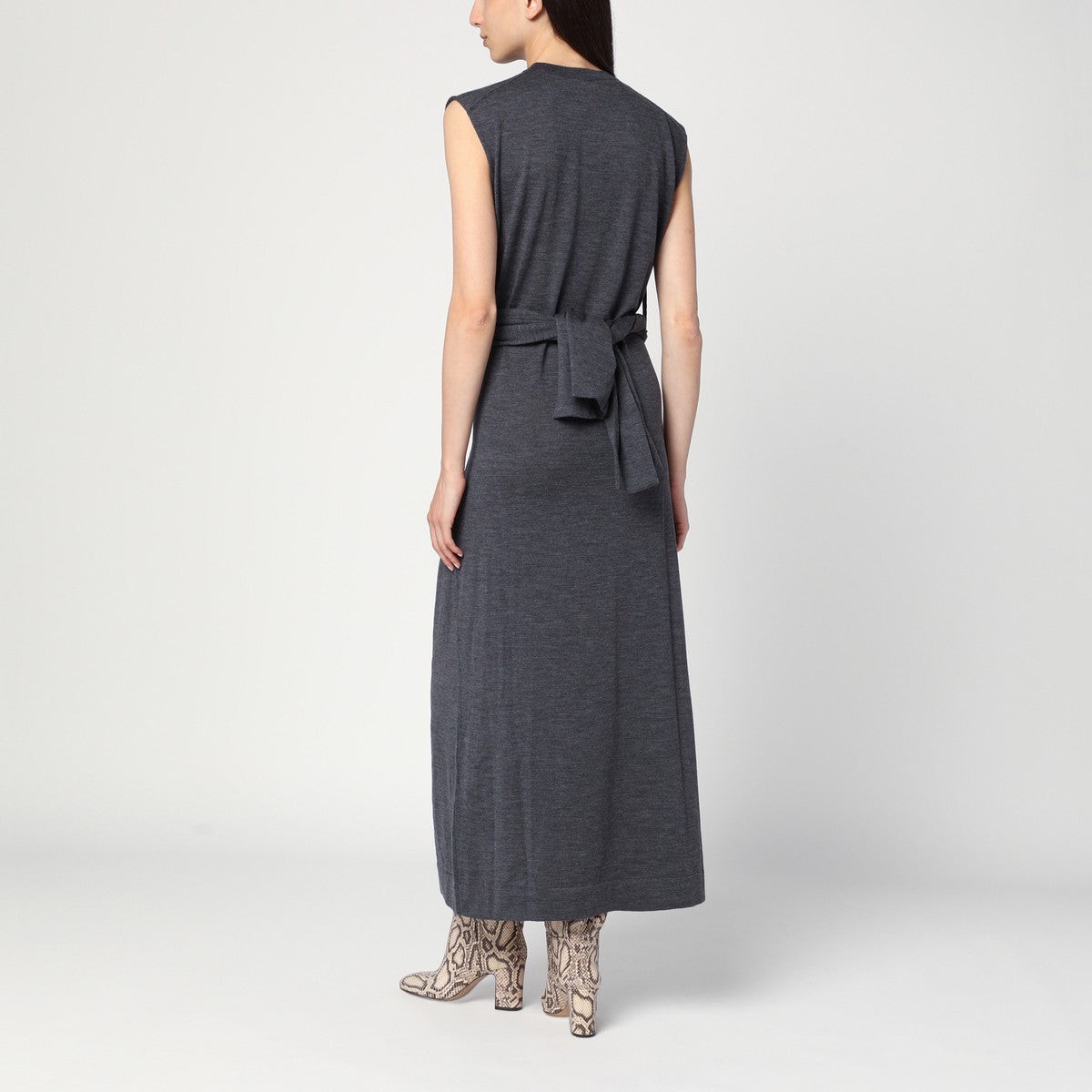 Jil Sander Gray dress in wool with crossover detail Jil Sander
