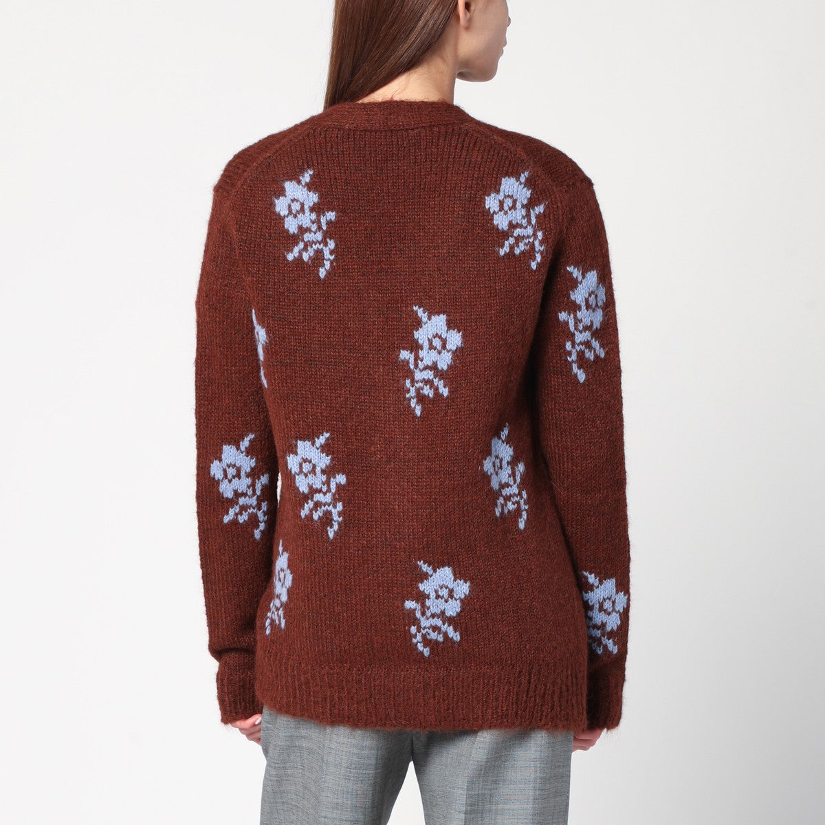 Jil Sander Brown cardigan with floral inlay Jil Sander