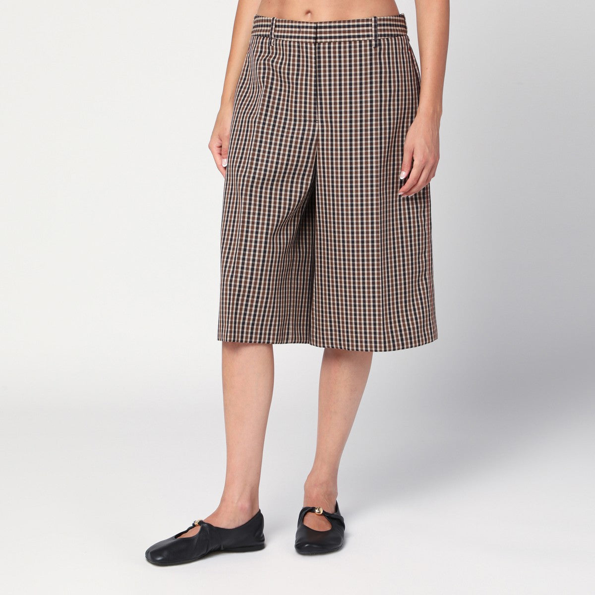 Jil Sander Brown check wool bermuda shorts Jil Sander