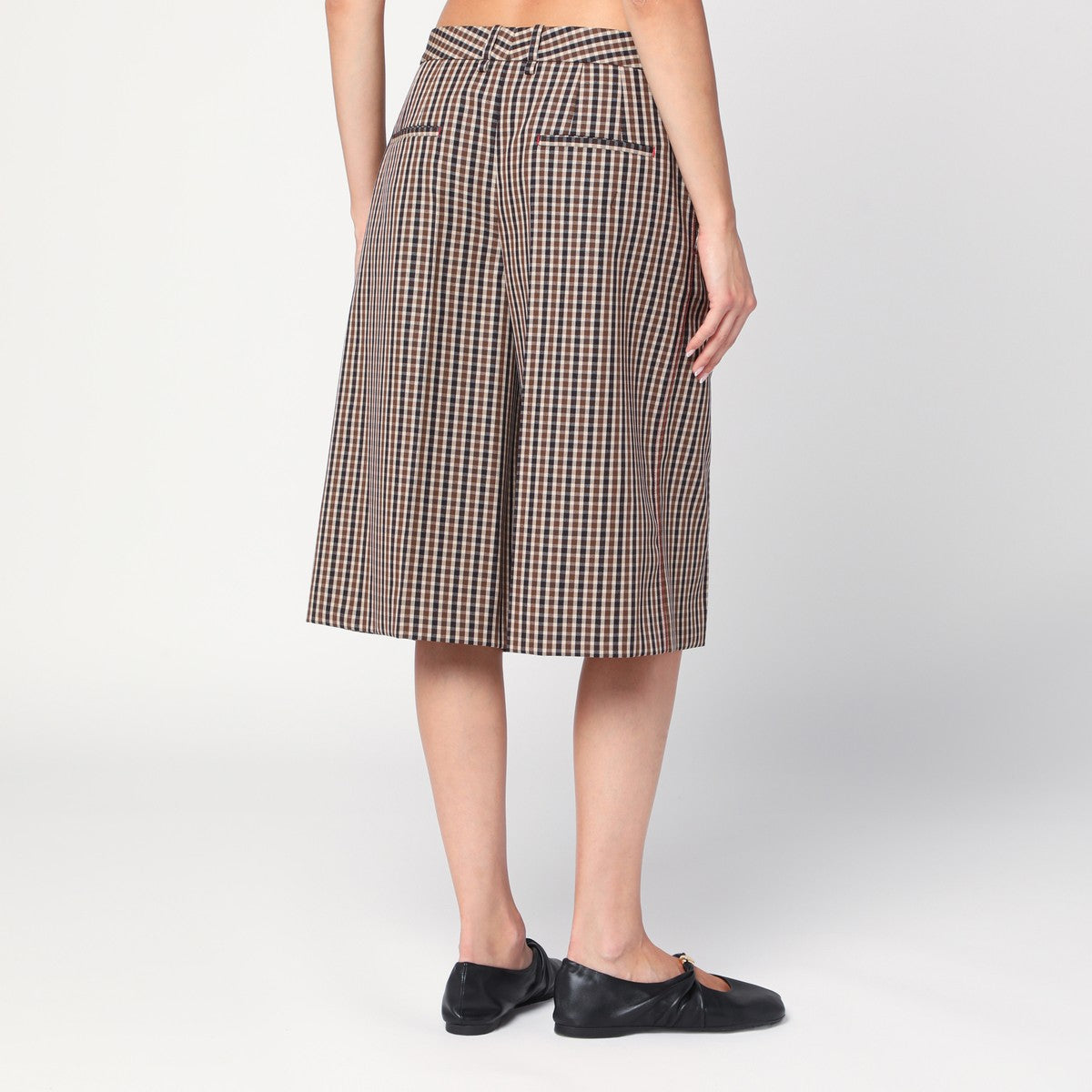 Jil Sander Brown check wool bermuda shorts Jil Sander