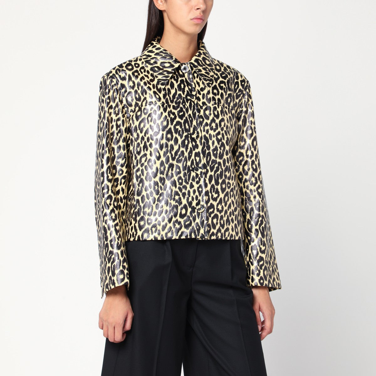Jil Sander Leopard print jacket in coated fabric Jil Sander