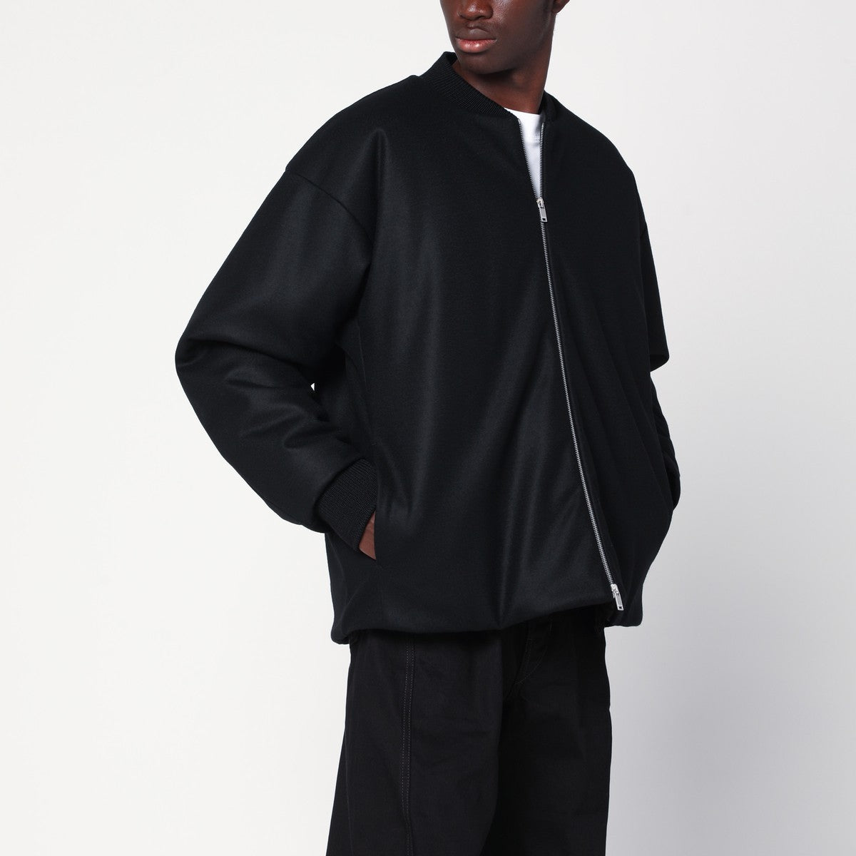 Jil Sander Black wool bomber jacket Jil Sander