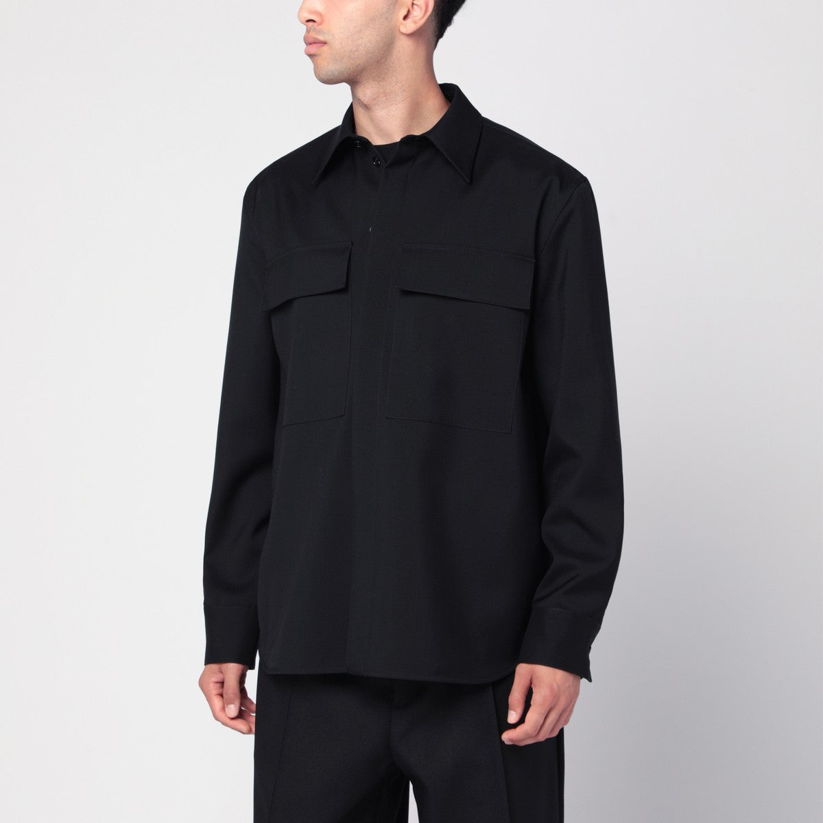 Jil Sander Black wool shirt with pockets Jil Sander