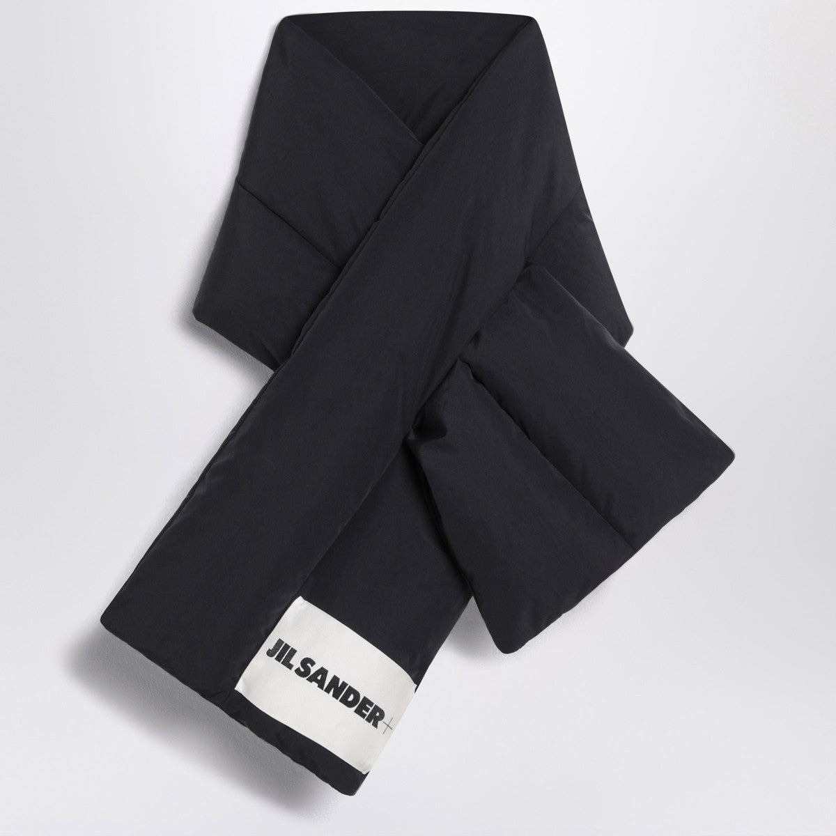 Jil Sander Black padded scarf with logo Jil Sander