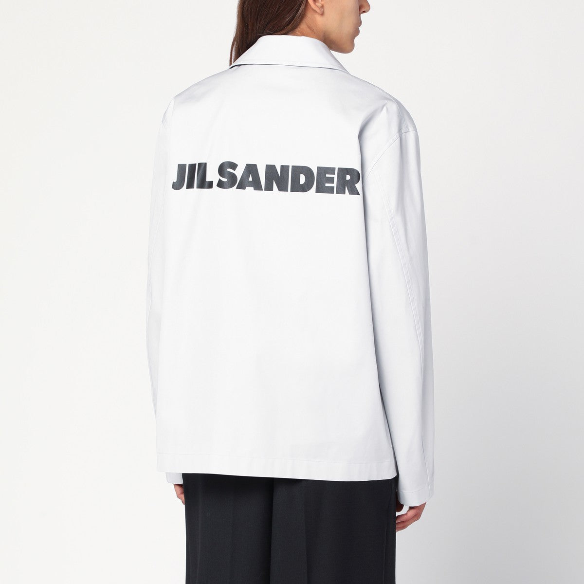 Jil Sander Light grey cotton taffeta jacket with logo Jil Sander