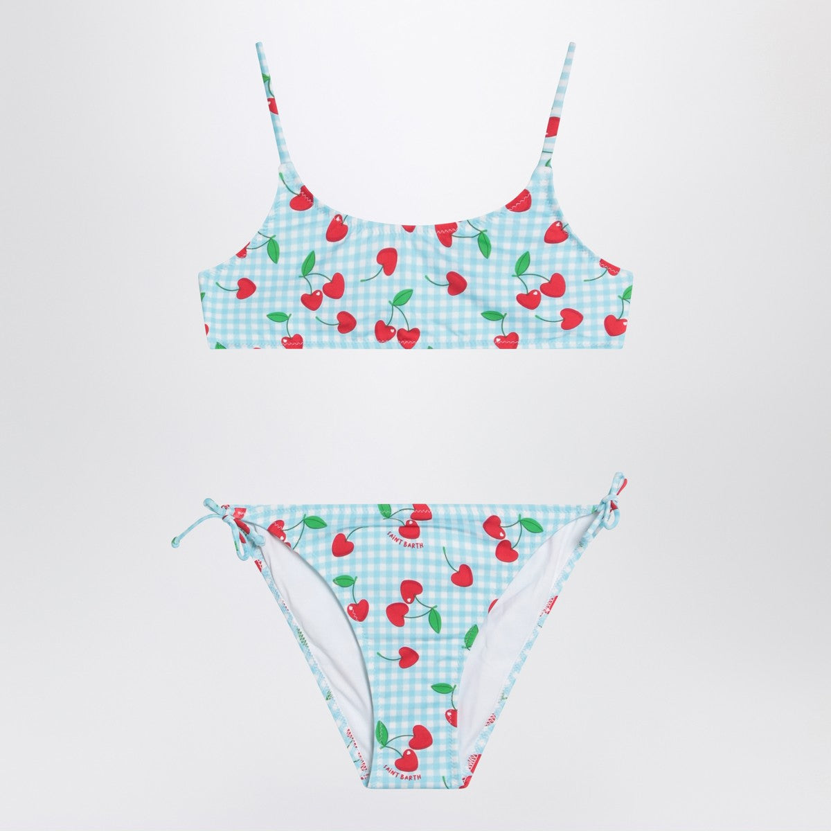 MC2 Saint Barth Bralette bikini with Vichy and cherries pattern MC2 Saint Barth
