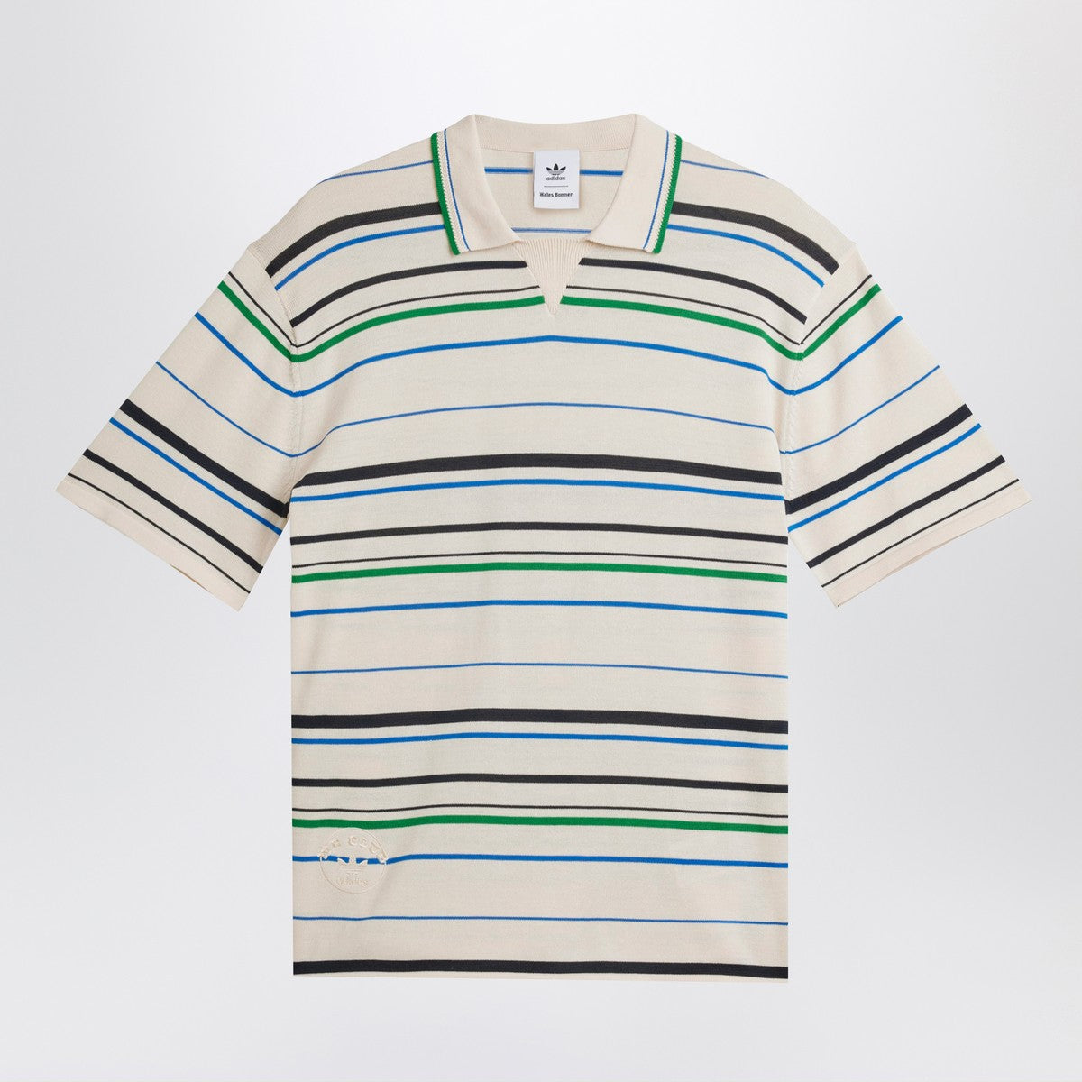 adidas by Wales Bonner White striped polo shirt in cotton blend adidas by Wales Bonner