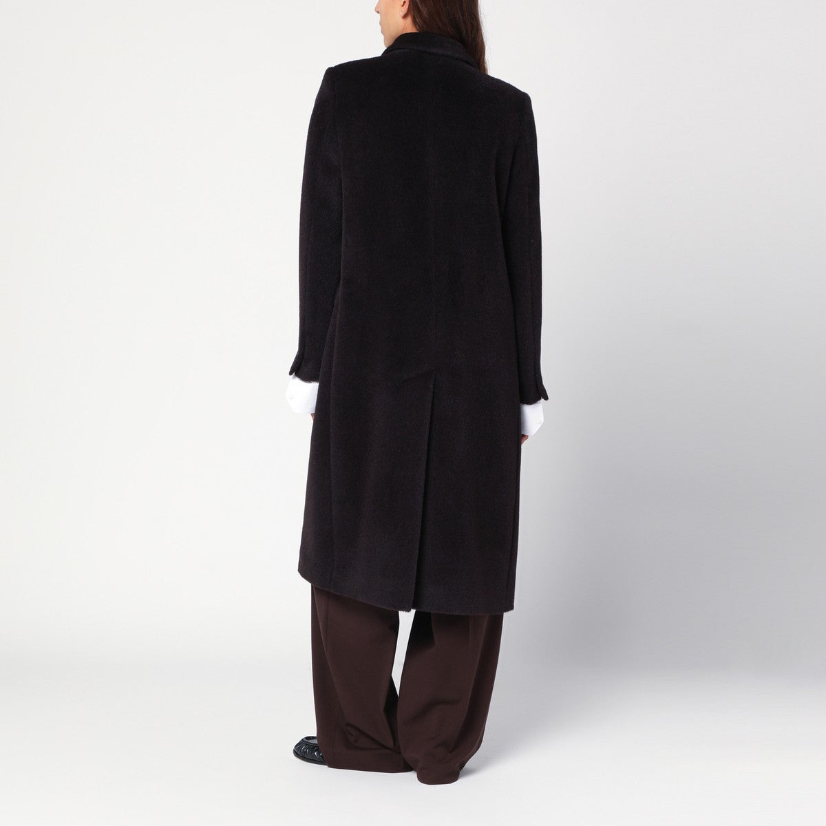 Tagliatore Brown alpaca-blend belted coat
