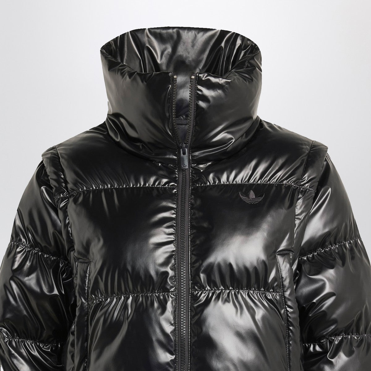 adidas Originals Shiny black convertible cropped puffer jacket adidas Originals