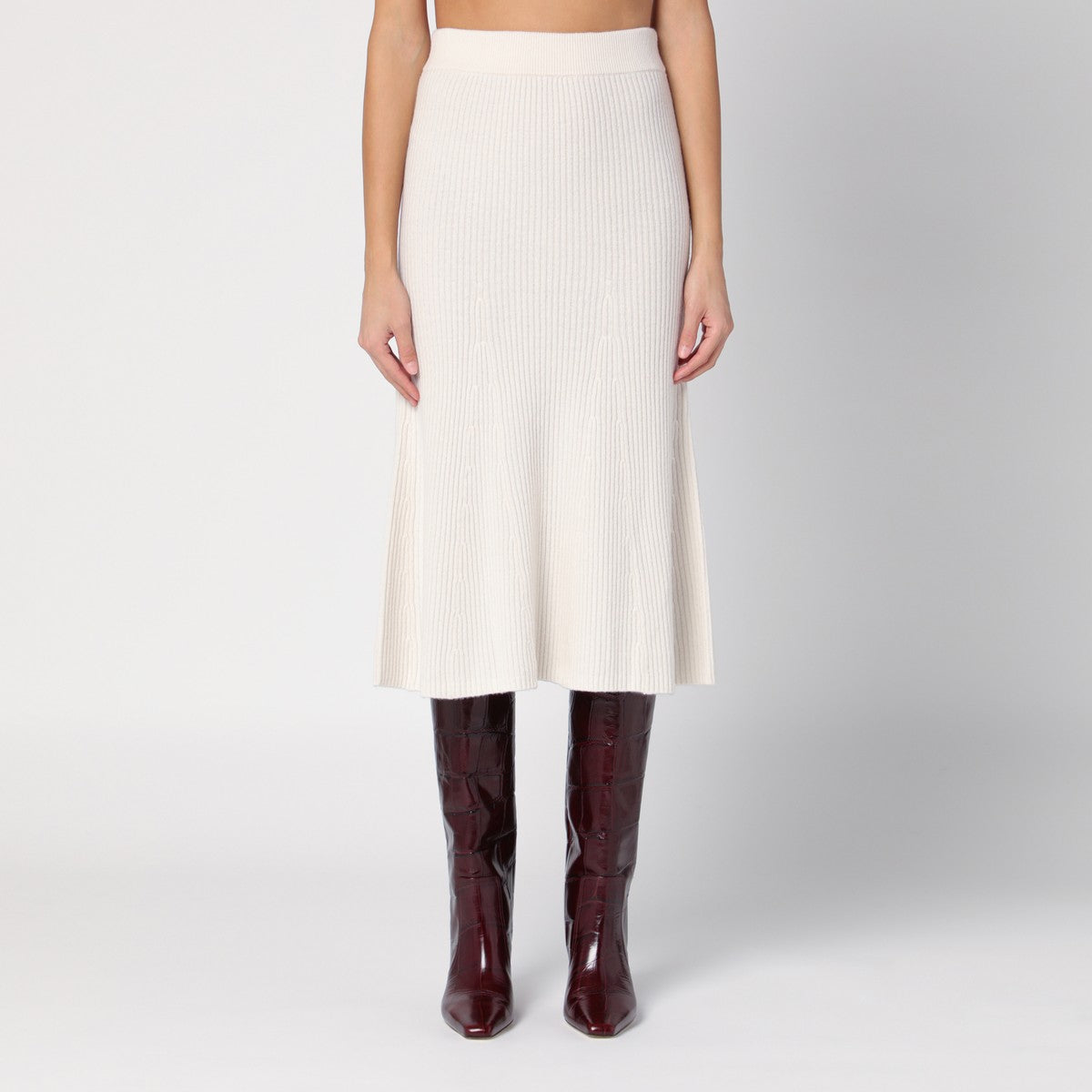 Calvin Klein White wool ribbed skirt Calvin Klein