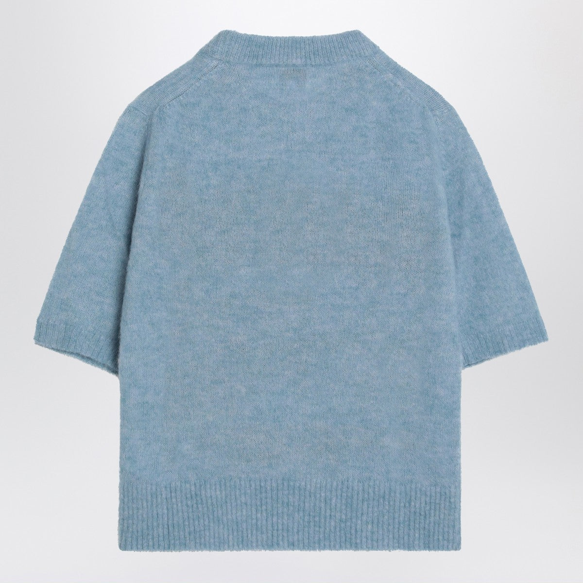GANNI Light blue sweater with alpaca blend logo Ganni