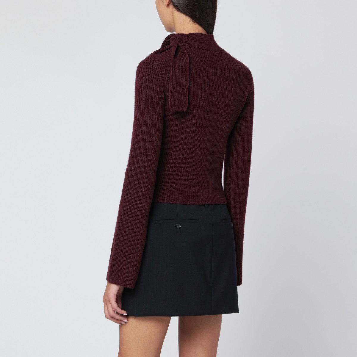 Patou Burgundy sweater with scarf collar Patou