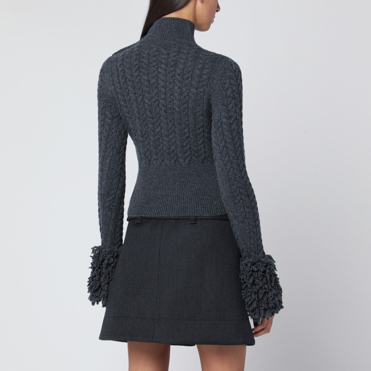 Patou Gray fringed sweater in wool and cashmere Patou