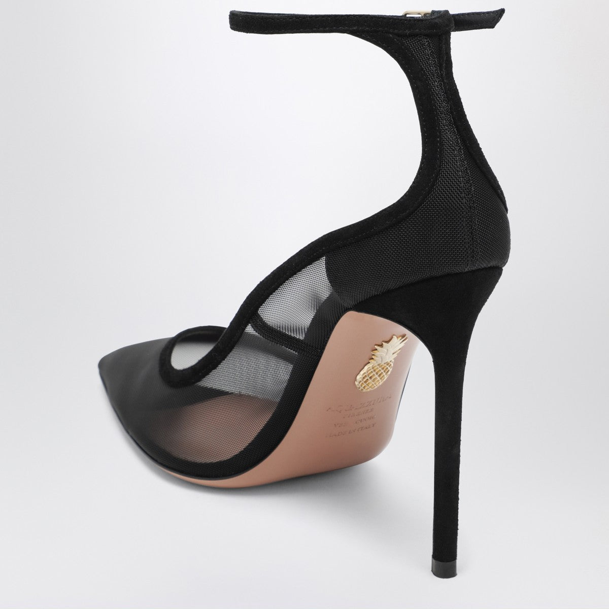 Aquazzura Love Affair 85 pumps in black suede and mesh Aquazzura