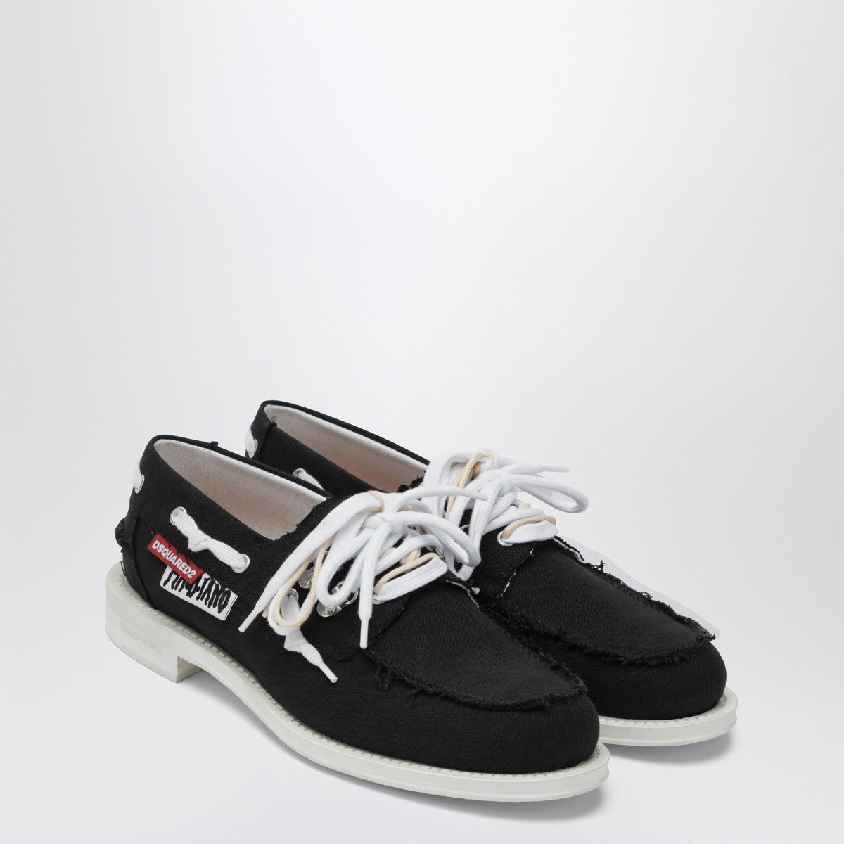 Magliano X D2 Black fabric boat shoes Magliano X D2