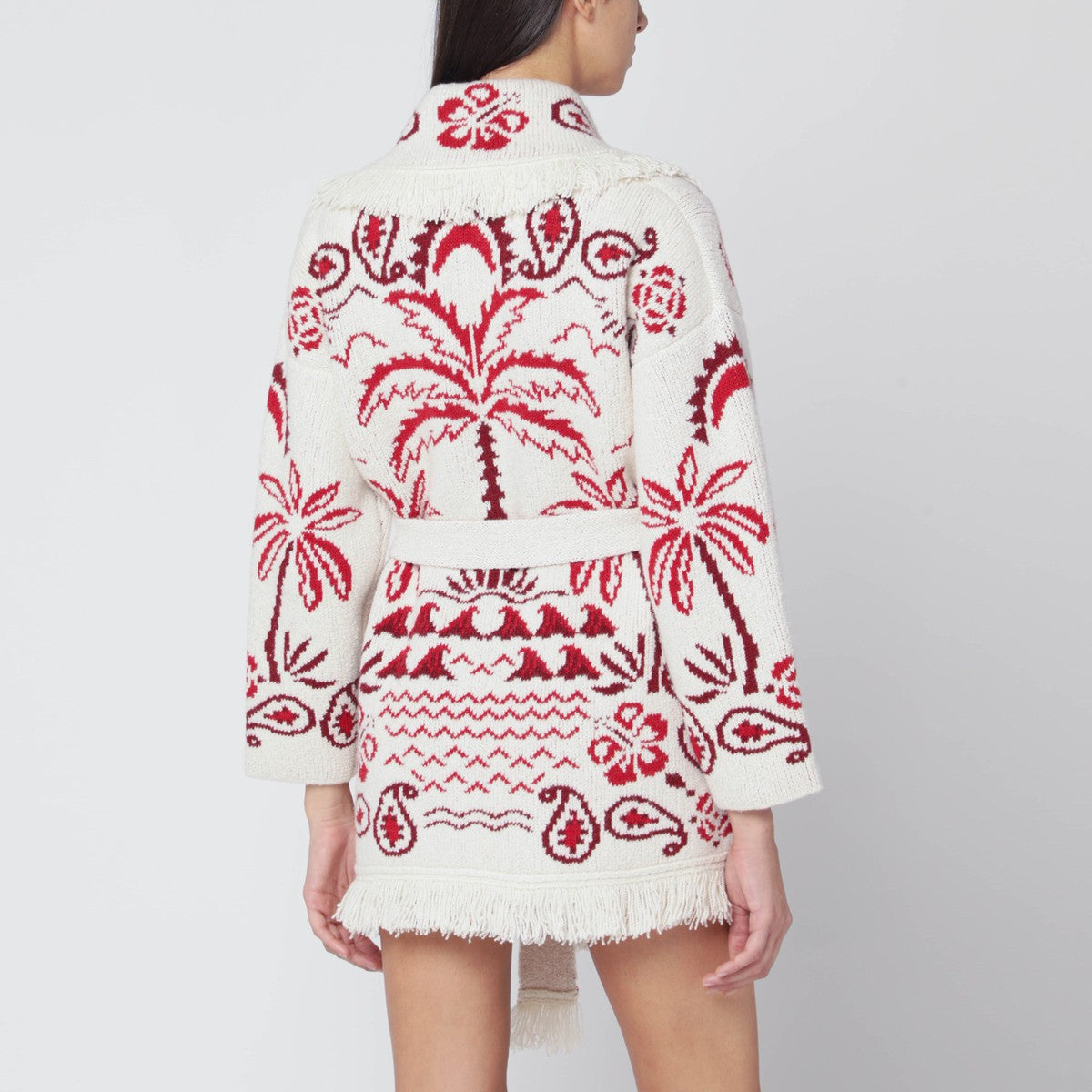 Alanui Chalk white/ruby Glimpse Of Eden cardigan Alanui