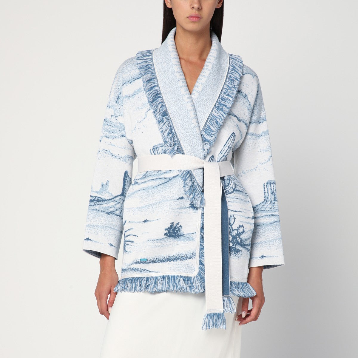 Alanui White/blue Silent Rider cardigan in wool Alanui