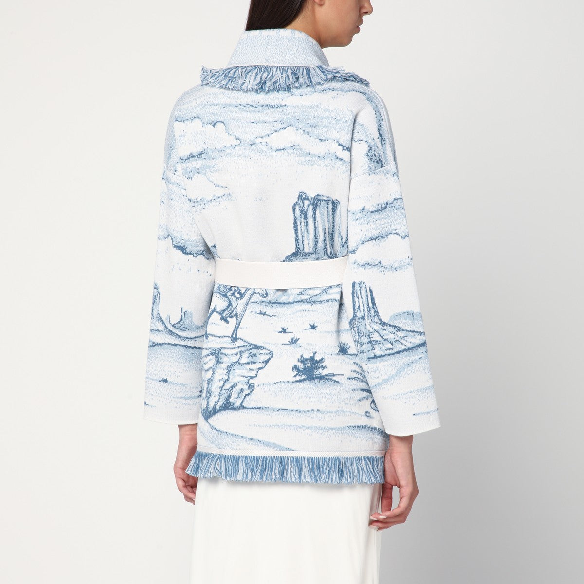 Alanui White/blue Silent Rider cardigan in wool Alanui