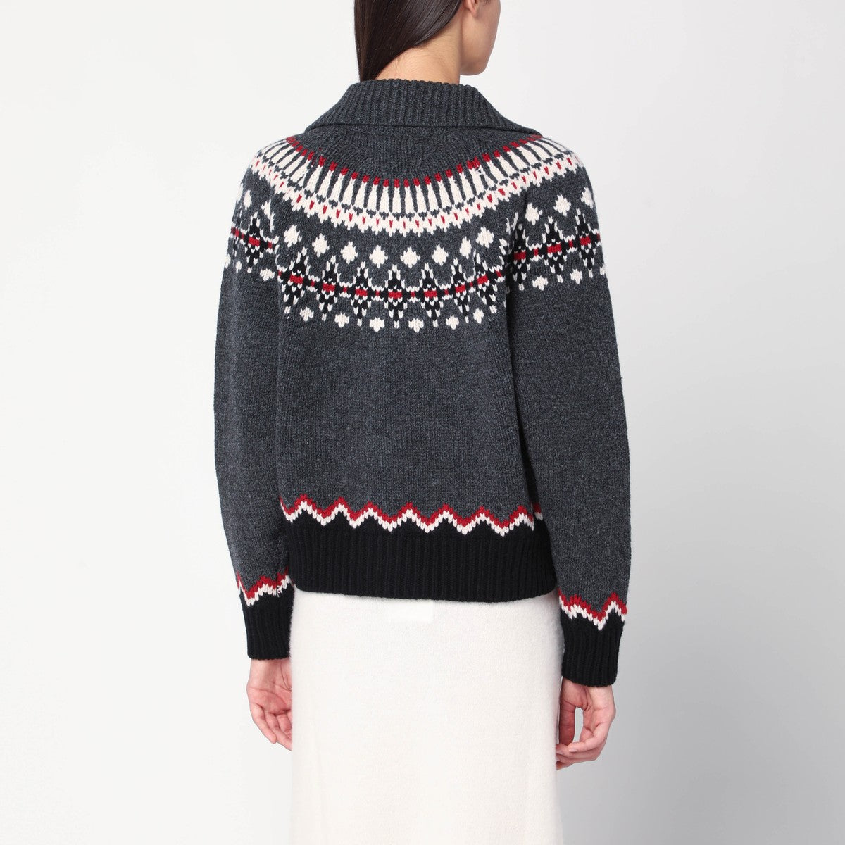 Alanui Grey Fair Isle patterned cardigan Alanui