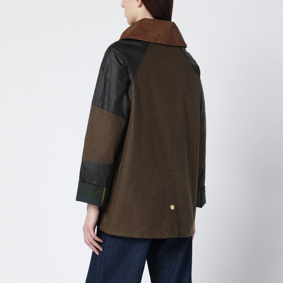 Barbour Allerston waxed jacket in olive green color-block Barbour
