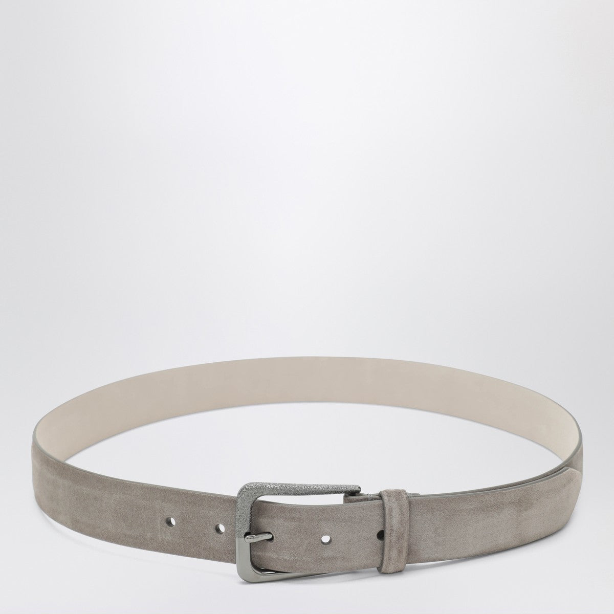 Brunello Cucinelli Greige suede leather belt Brunello Cucinelli