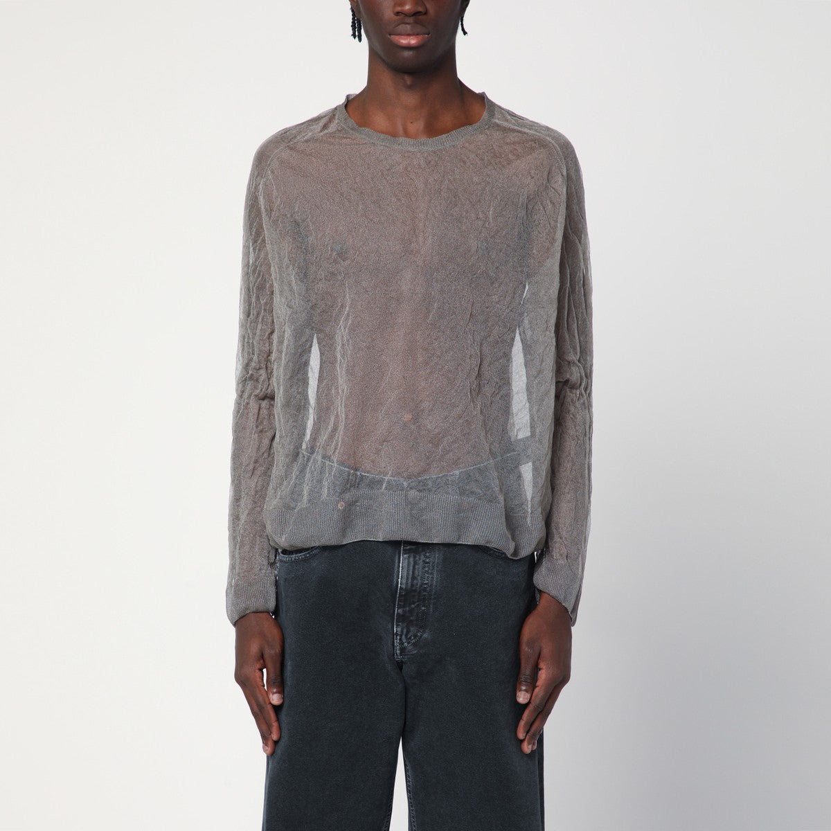 Our Legacy Semi-transparent grey sweater in silk blend Our Legacy