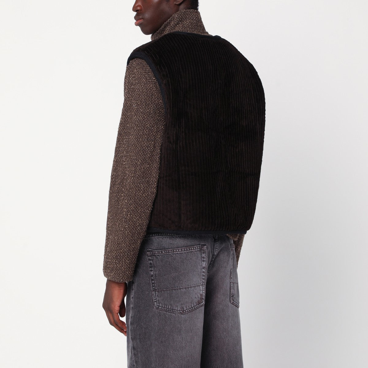 Our Legacy Brown ribbed velvet zip-up waistcoat Our Legacy