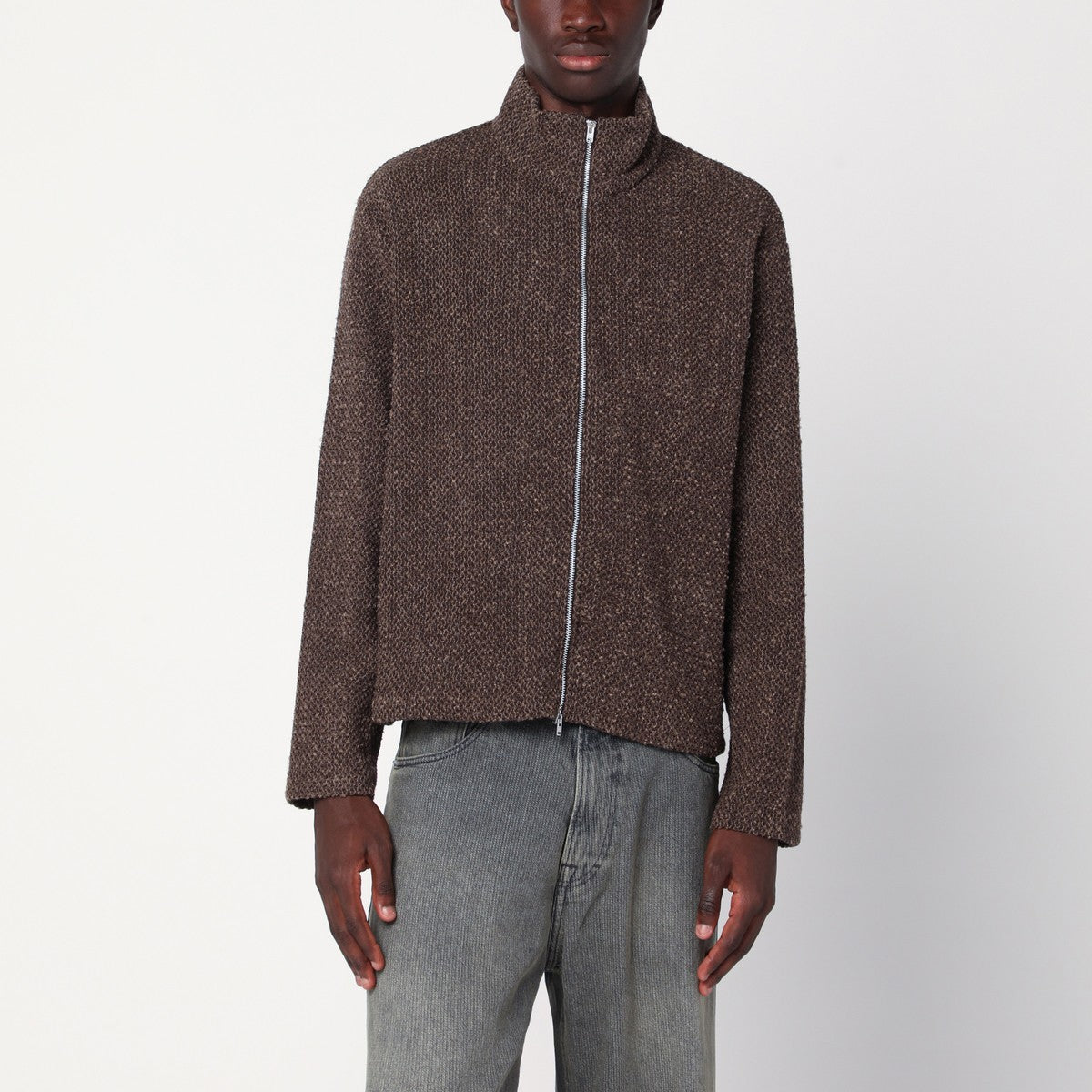 Our Legacy Brown textured zip-up jacket Our Legacy