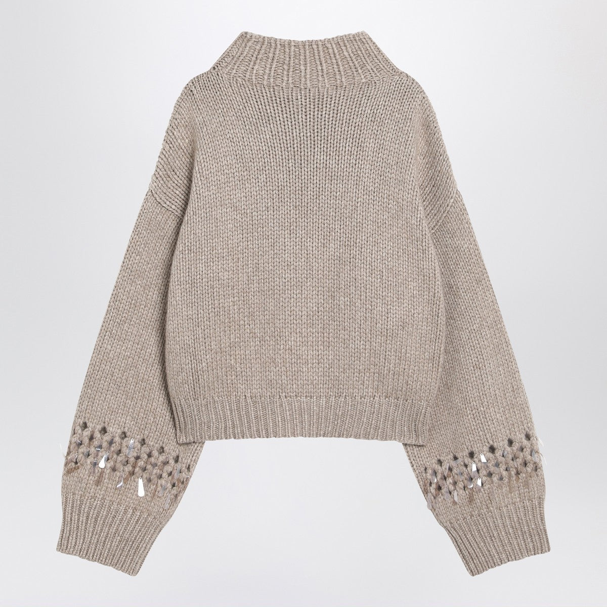 Brunello Cucinelli Brown openwork sweater with sequins Brunello Cucinelli