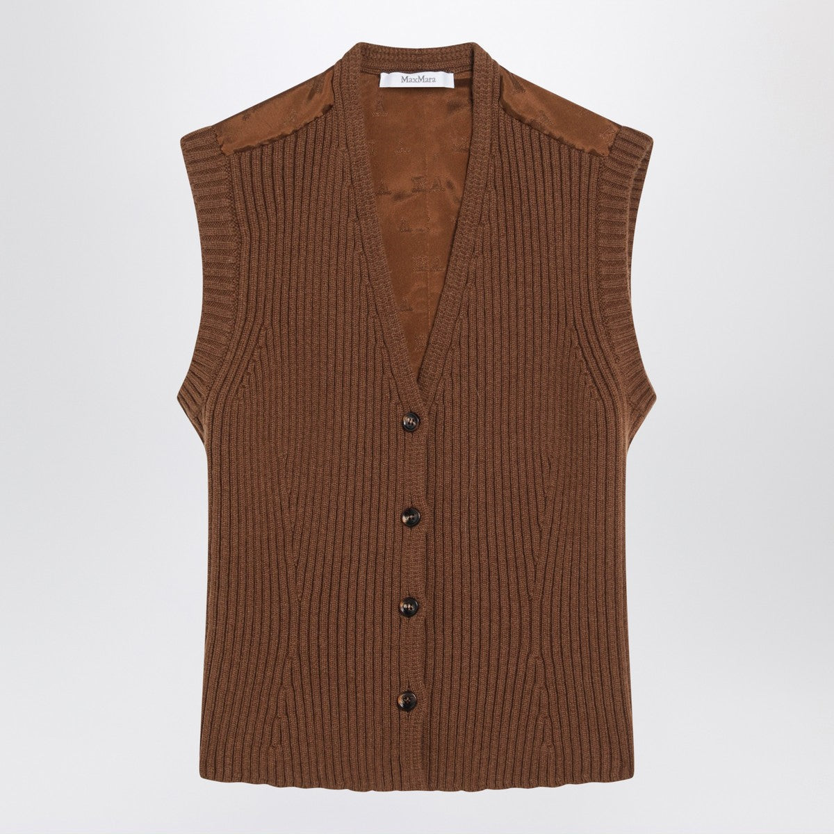 Max Mara Brown wool-cashmere gilet Max Mara
