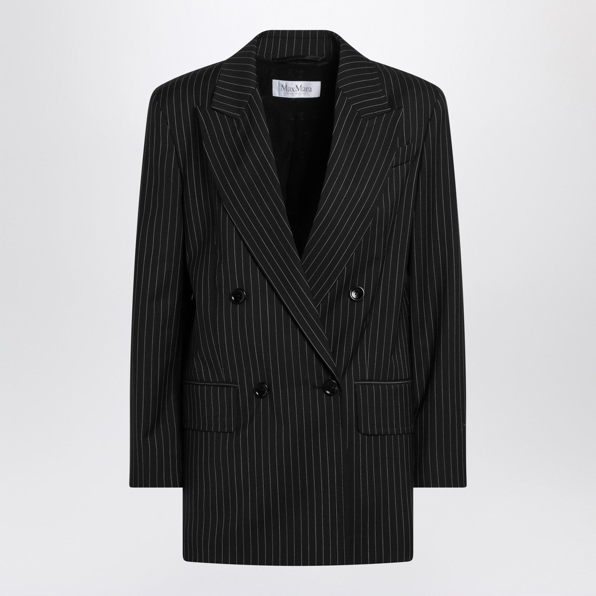 Max Mara Black pinstriped double-breasted wool jacket Max Mara