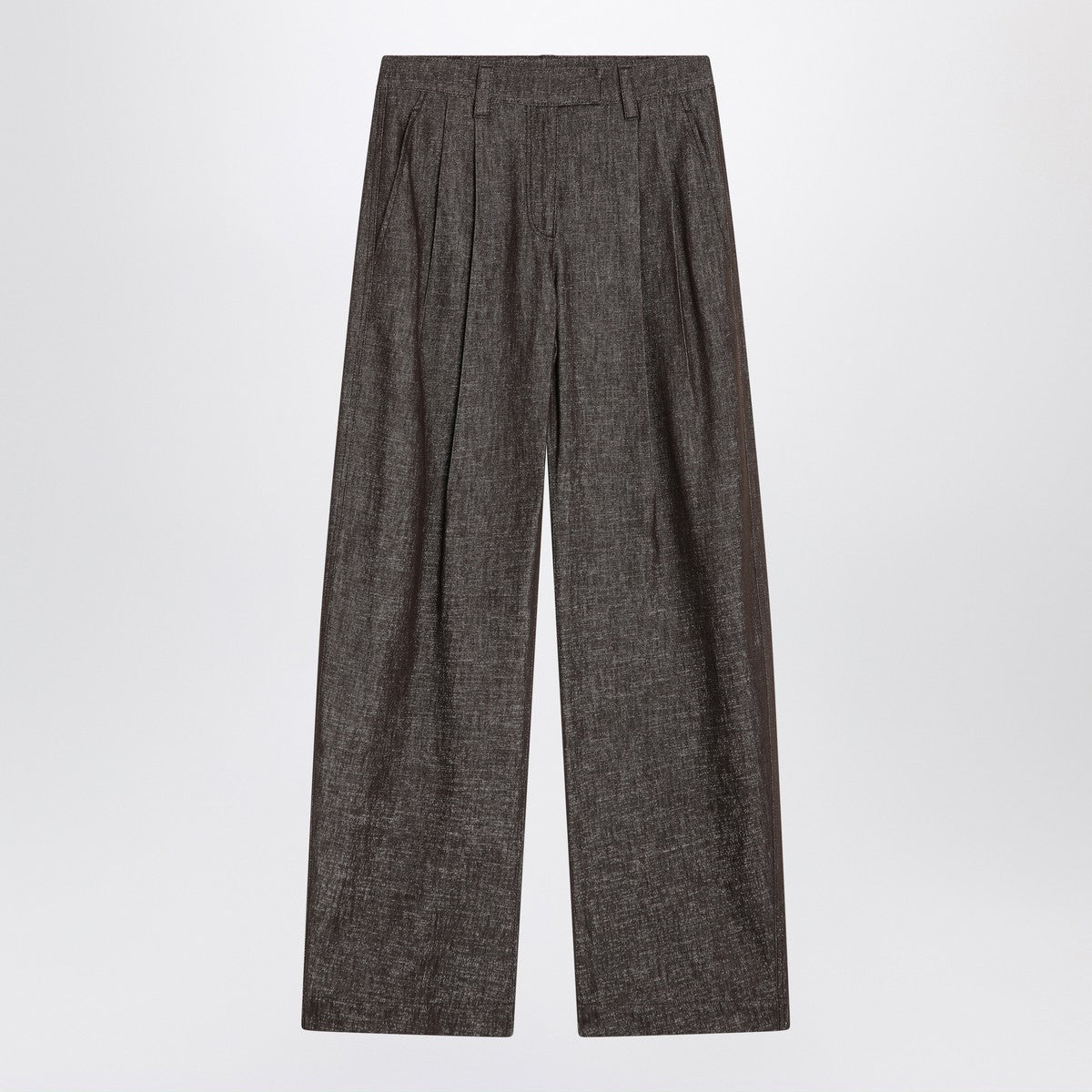 Brunello Cucinelli Wide brown trousers in cotton blend Brunello Cucinelli