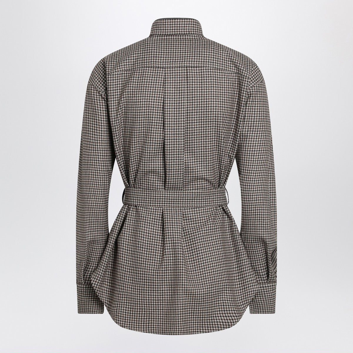 Brunello Cucinelli Check-pattern shirt with belt and Shiny Collar Detail Brunello Cucinelli
