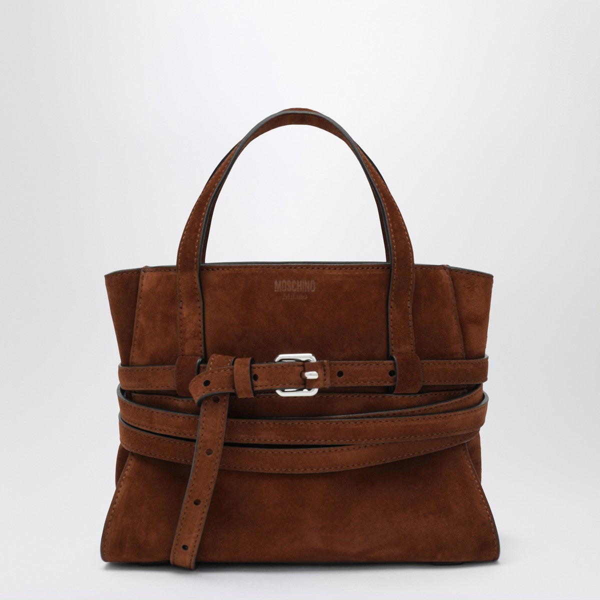 Moschino Medium Handbag in Brown Suede Moschino