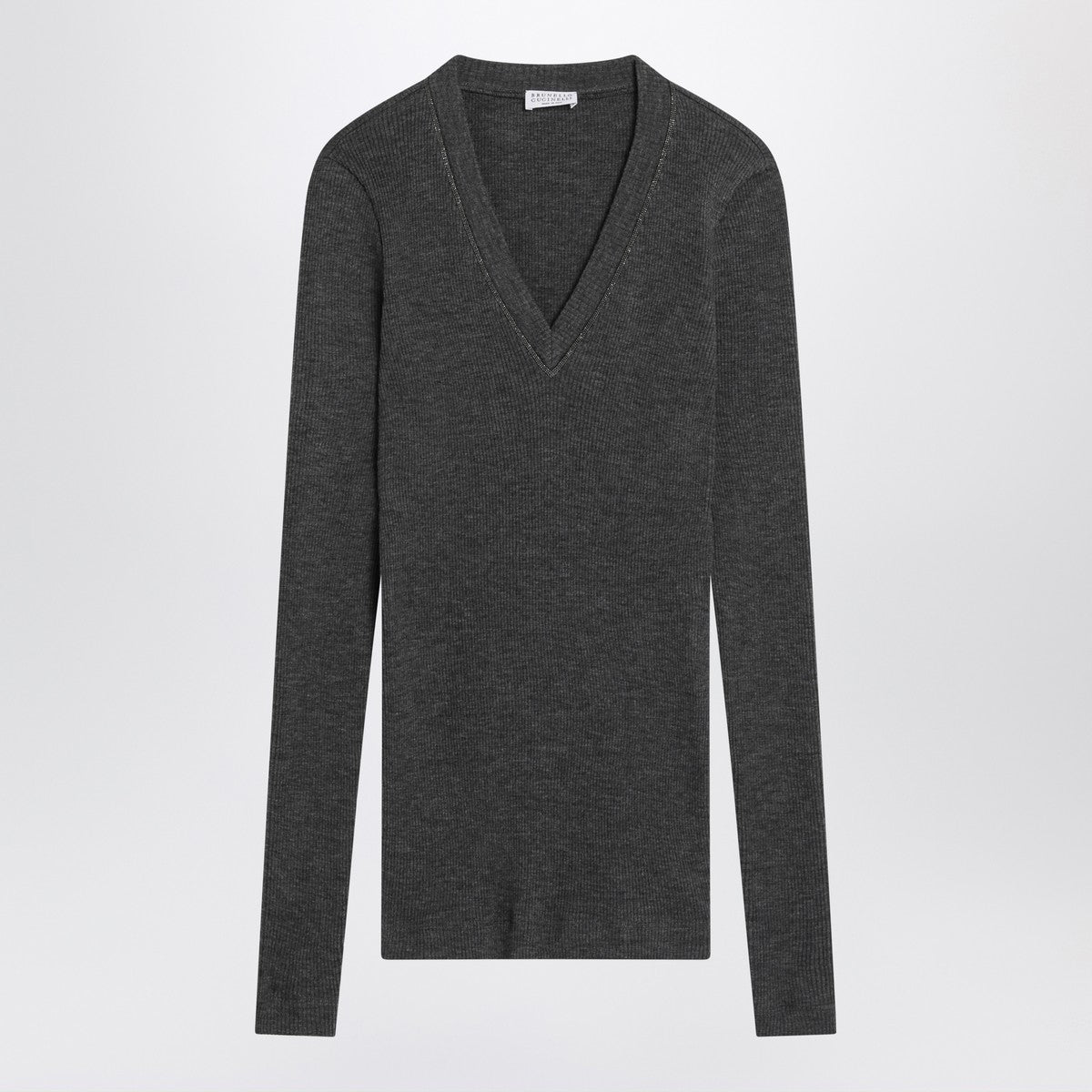 Brunello Cucinelli Dark grey ribbed wool sweater Brunello Cucinelli