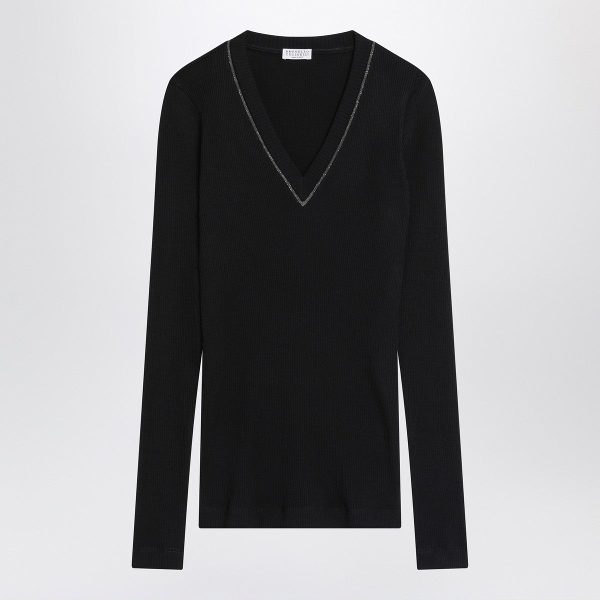 Brunello Cucinelli Blue ribbed wool sweater Brunello Cucinelli