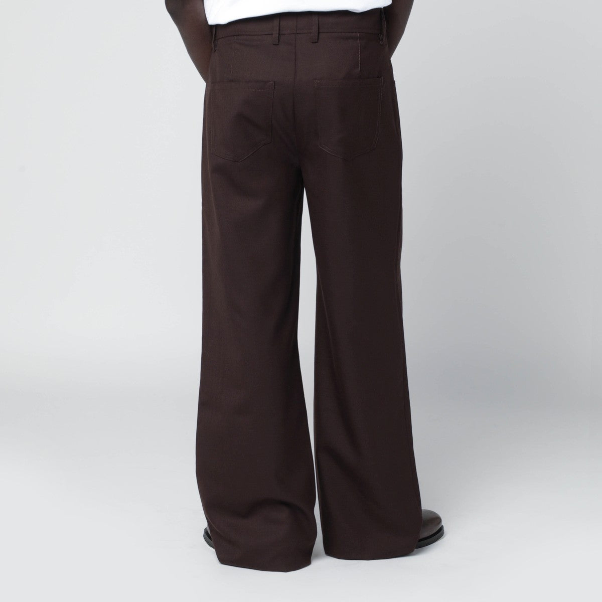 Séfr Jiro mud-colored trousers in wool blend twill Séfr