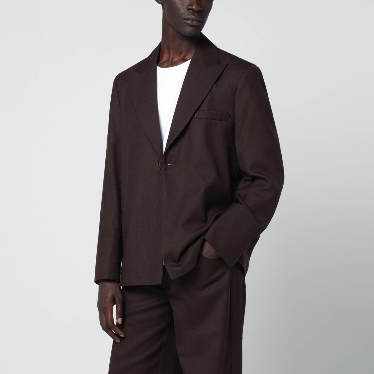 Séfr Seydou mud-colored jacket in wool blend twill Séfr